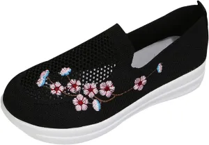 Womens Flat Slip On Sneakers Casual Walking Shoes Lightweight Canvas Comfortable Elastic Non Slip Loafers