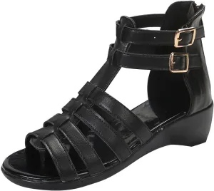 Womens Gladiator Sandals Back Zipper Strappy Casual Wedge Roman Sandal Comfort Open Toe Shoes For girls