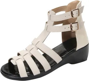 Womens Gladiator Sandals Back Zipper Strappy Casual Wedge Roman Sandal Comfort Open Toe Shoes For girls