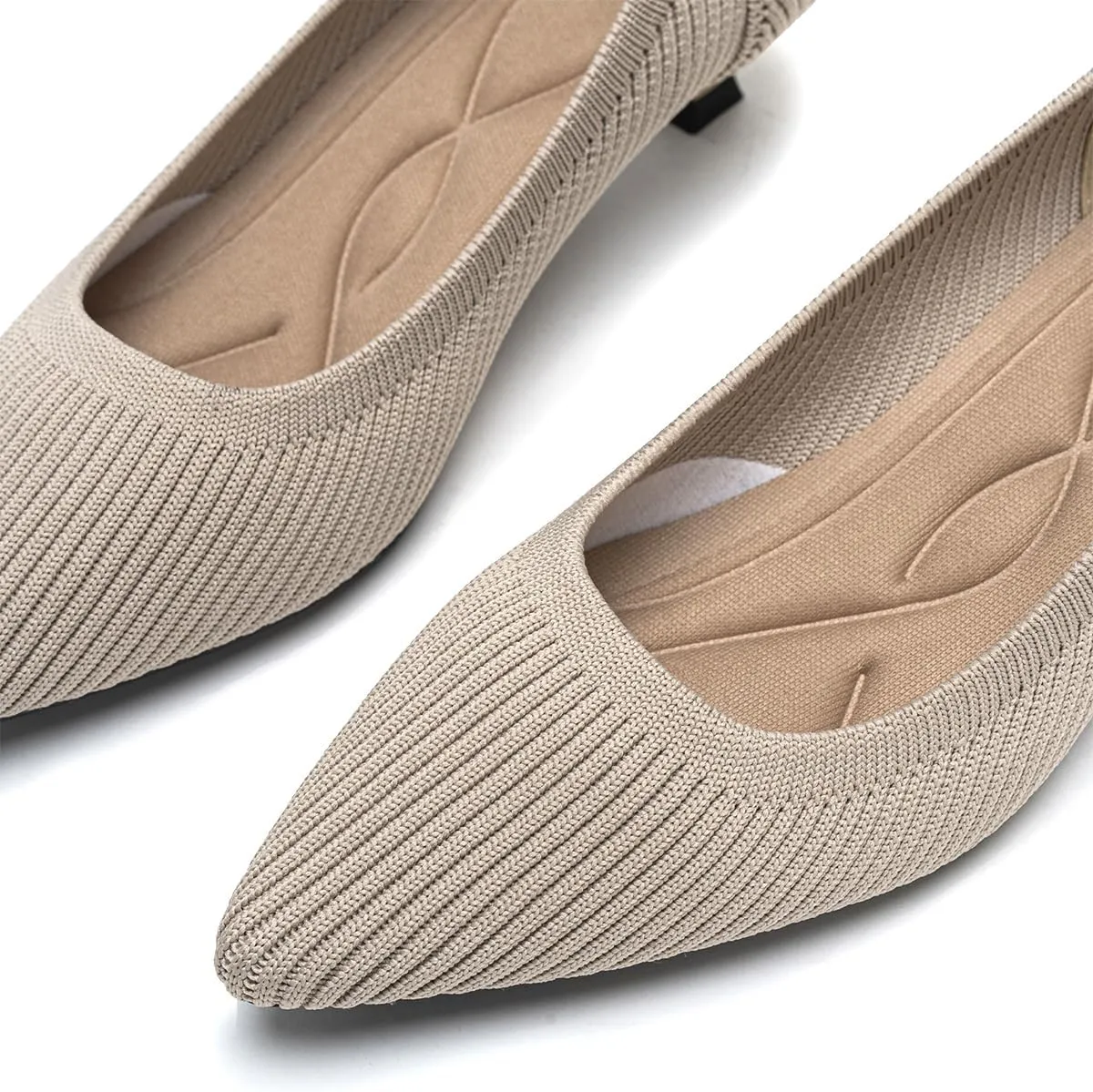 Womens Kitten Heels Pumps Shoes Comfortable Knit Closed Toe Heels for Women Work Office Casual Wedding Dressy
