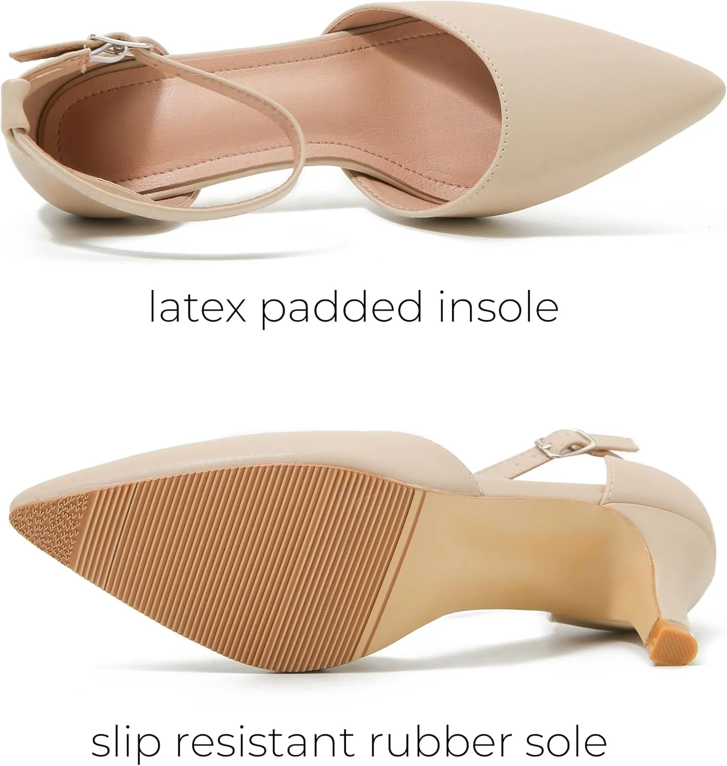 Women's Low Heel Pumps Closed Pointed Toe Kitten Heel D'Orsay Ankle Strap Bridal Wedding Party Evening Formal Elegant Shoes