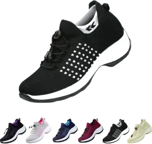 Womens Orthopedic Sneakers Breathable Walking Shoes with Arch Support Slip-on Trainers Orthotic Non Slip Sock Sneakers Comfortwear Ortho Stretch Cushion Shoes for Plantar Fasciitis