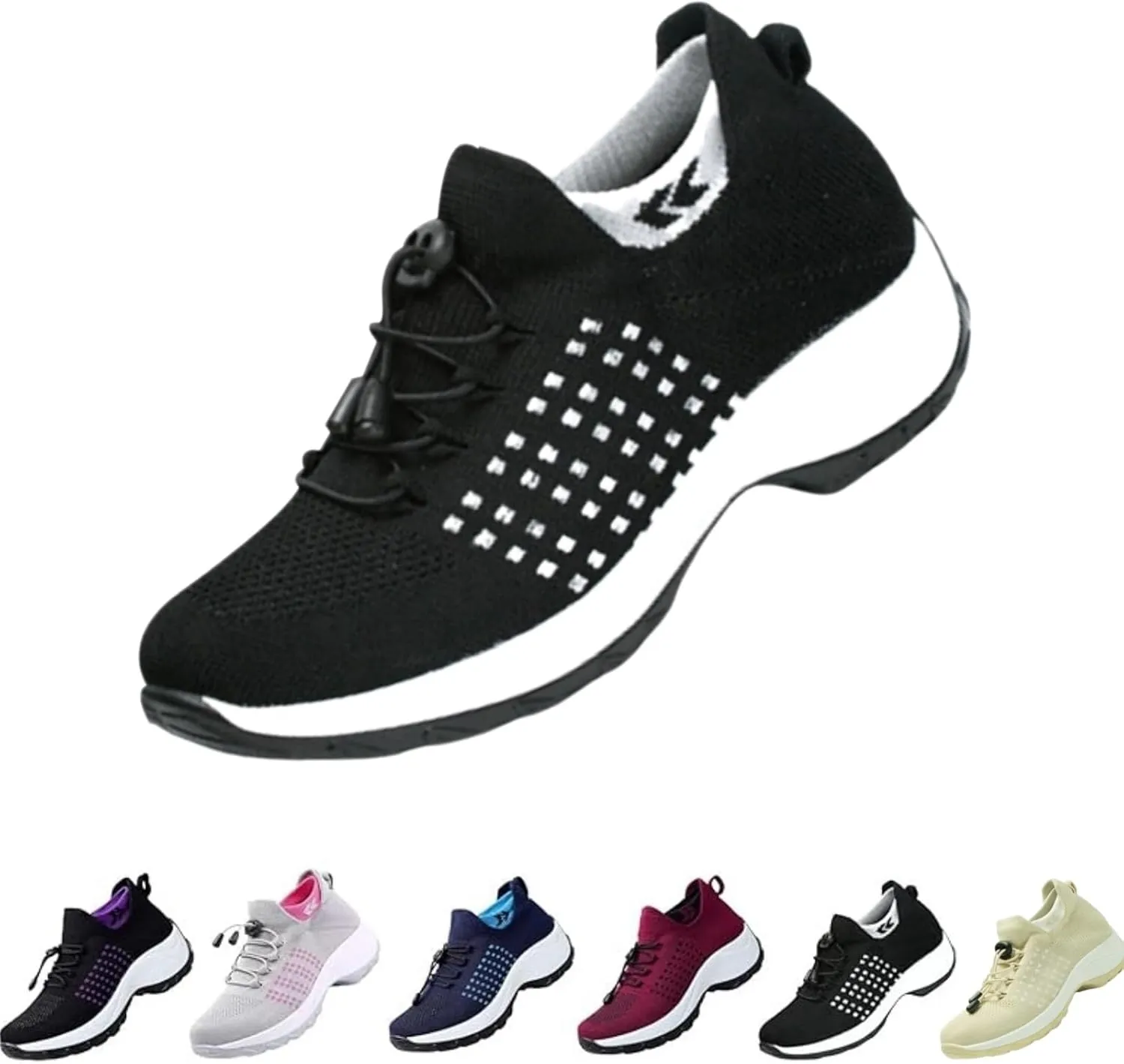 Womens Orthopedic Sneakers Breathable Walking Shoes with Arch Support Slip-on Trainers Orthotic Non Slip Sock Sneakers Comfortwear Ortho Stretch Cushion Shoes for Plantar Fasciitis