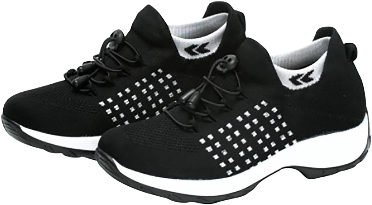 Womens Orthopedic Sneakers Breathable Walking Shoes with Arch Support Slip-on Trainers Orthotic Non Slip Sock Sneakers Comfortwear Ortho Stretch Cushion Shoes for Plantar Fasciitis