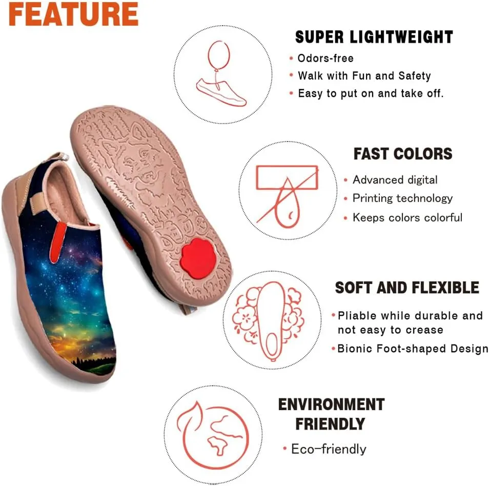 Women's Painted Shoes Outdoor Travel Loafers Comfortable Casual Slip-On Starry Sky Sneakers