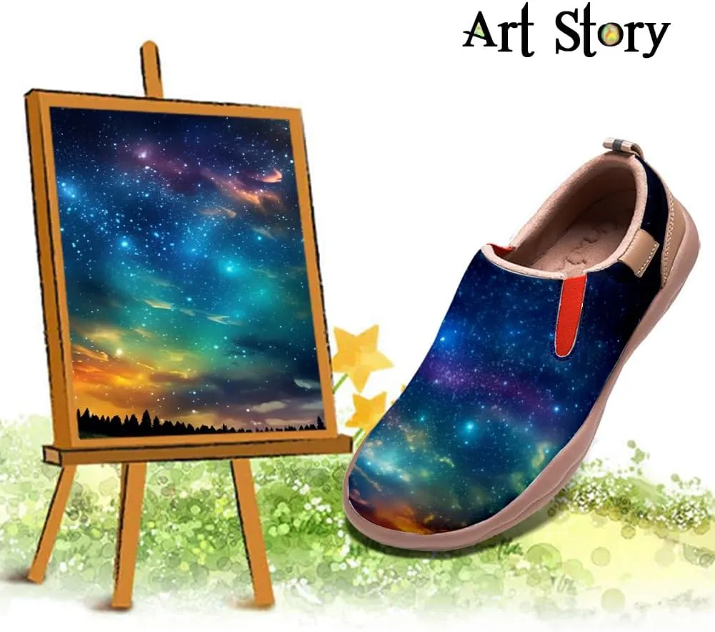 Women's Painted Shoes Outdoor Travel Loafers Comfortable Casual Slip-On Starry Sky Sneakers