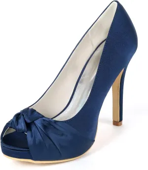 Women's Peep Toe Heeled Sandals Fashion Platform Pumps Stiletto Heel 4.3 Inches Elegant Prom Dress Shoes