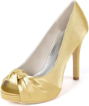 Women's Peep Toe Heeled Sandals Fashion Platform Pumps Stiletto Heel 4.3 Inches Elegant Prom Dress Shoes