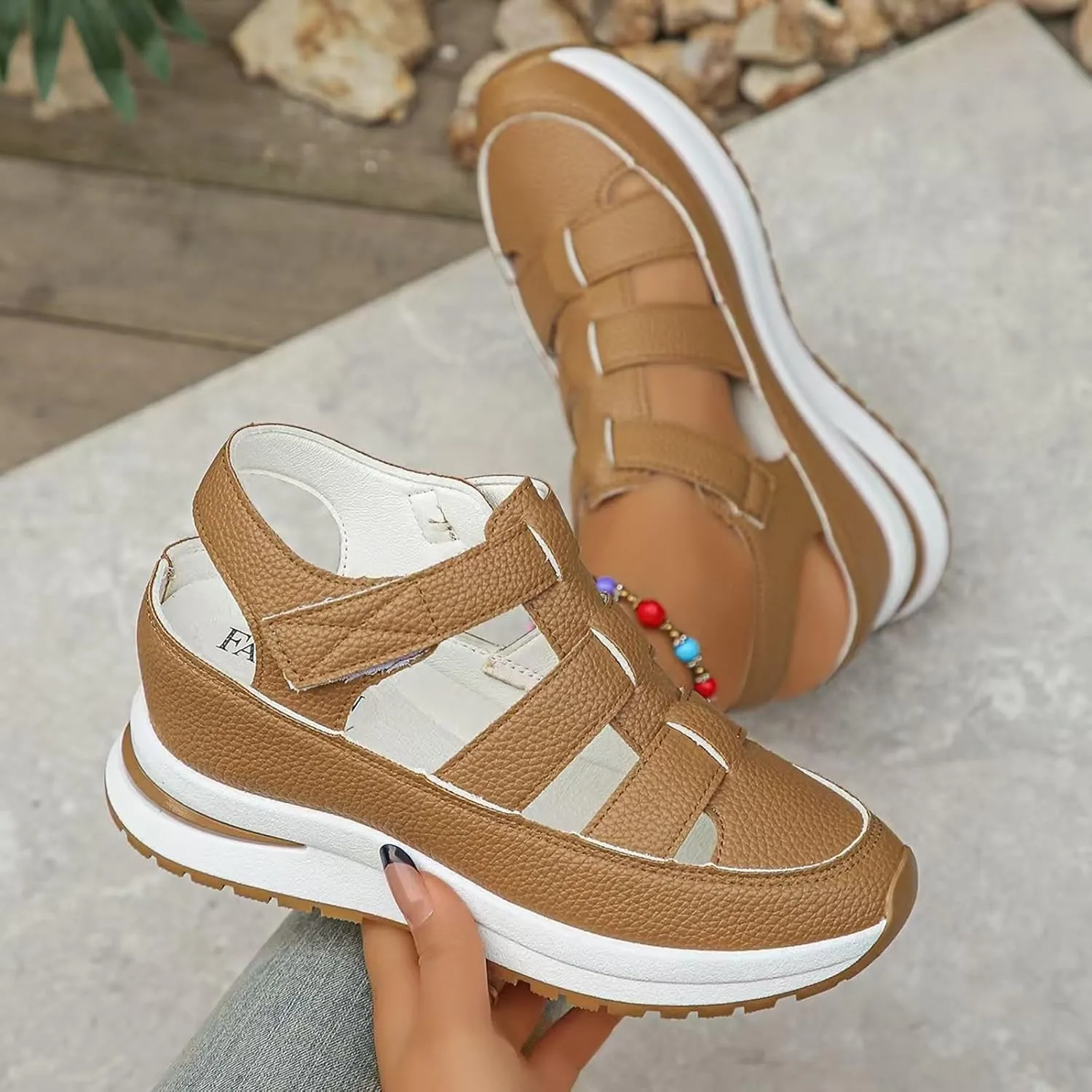 Womens Platform Sandals Wedge Ankle Strap Closed Toe Sandals Ankle Strap Sandal Casual Bohemia Gladiator Outdoor Wedges Casual Summer Beach Shoes