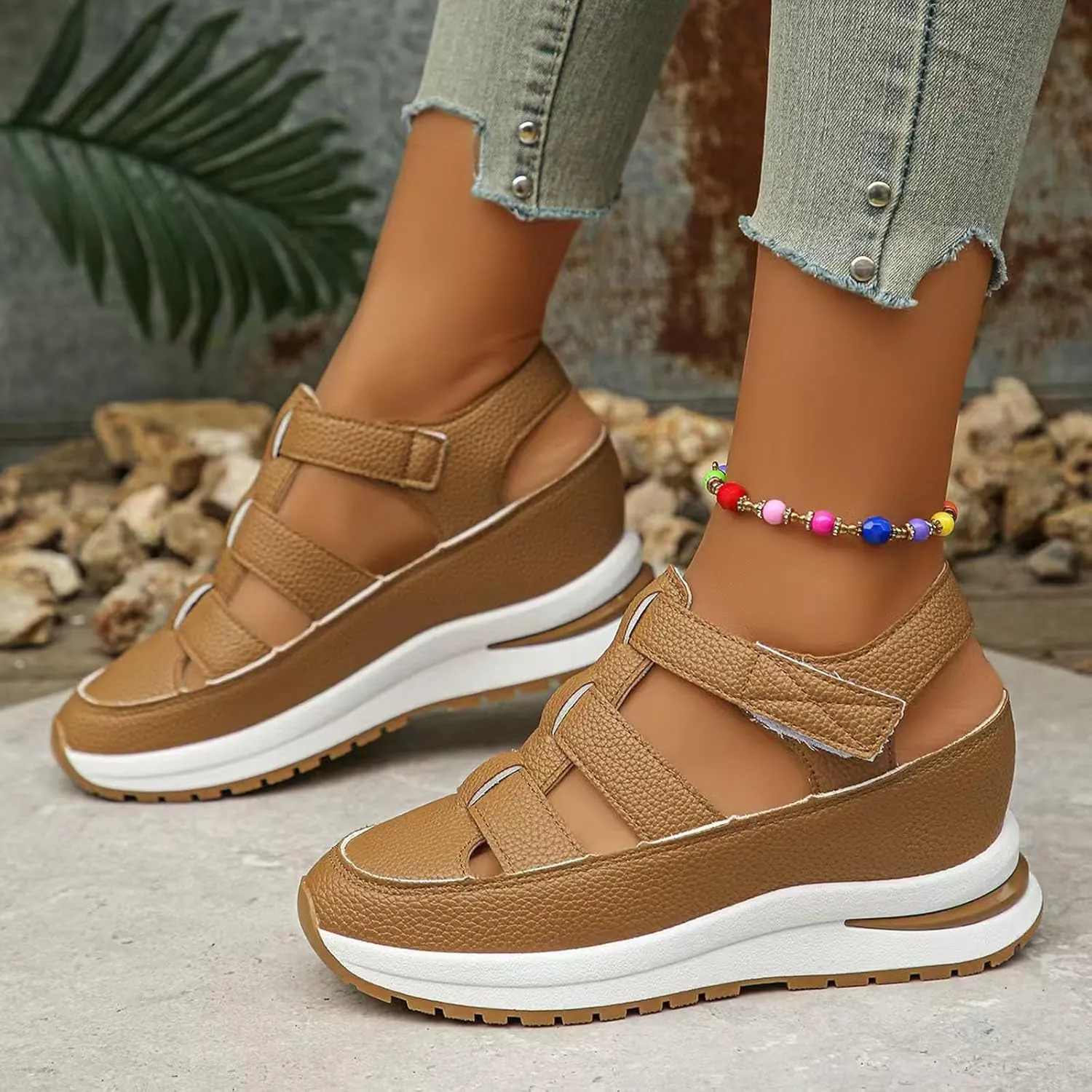 Womens Platform Sandals Wedge Ankle Strap Closed Toe Sandals Ankle Strap Sandal Casual Bohemia Gladiator Outdoor Wedges Casual Summer Beach Shoes