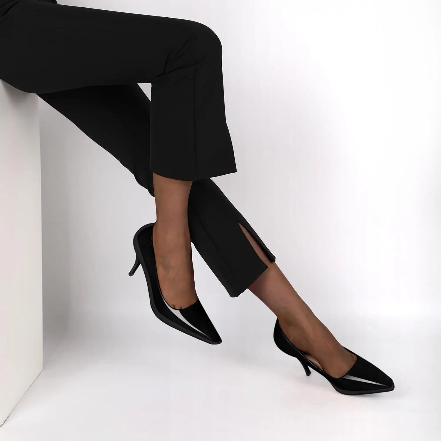 Women's Pumps Closed Toe High Heels Dress Square Toe Pumps Elegant Sexy 3.5 Inch Dressy Shoes