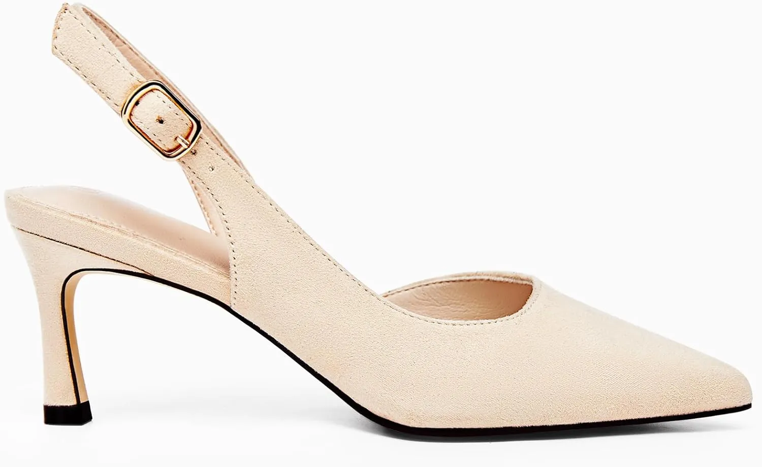 Womens Slingback Heels Low Kitten Pumps Pointed Toe Stiletto Elegant Office Dress Shoes