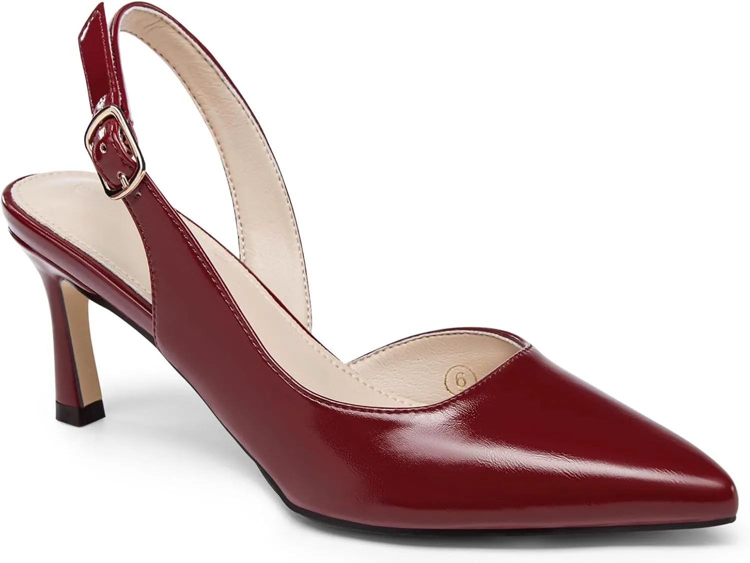 Womens Slingback Heels Low Kitten Pumps Pointed Toe Stiletto Elegant Office Dress Shoes