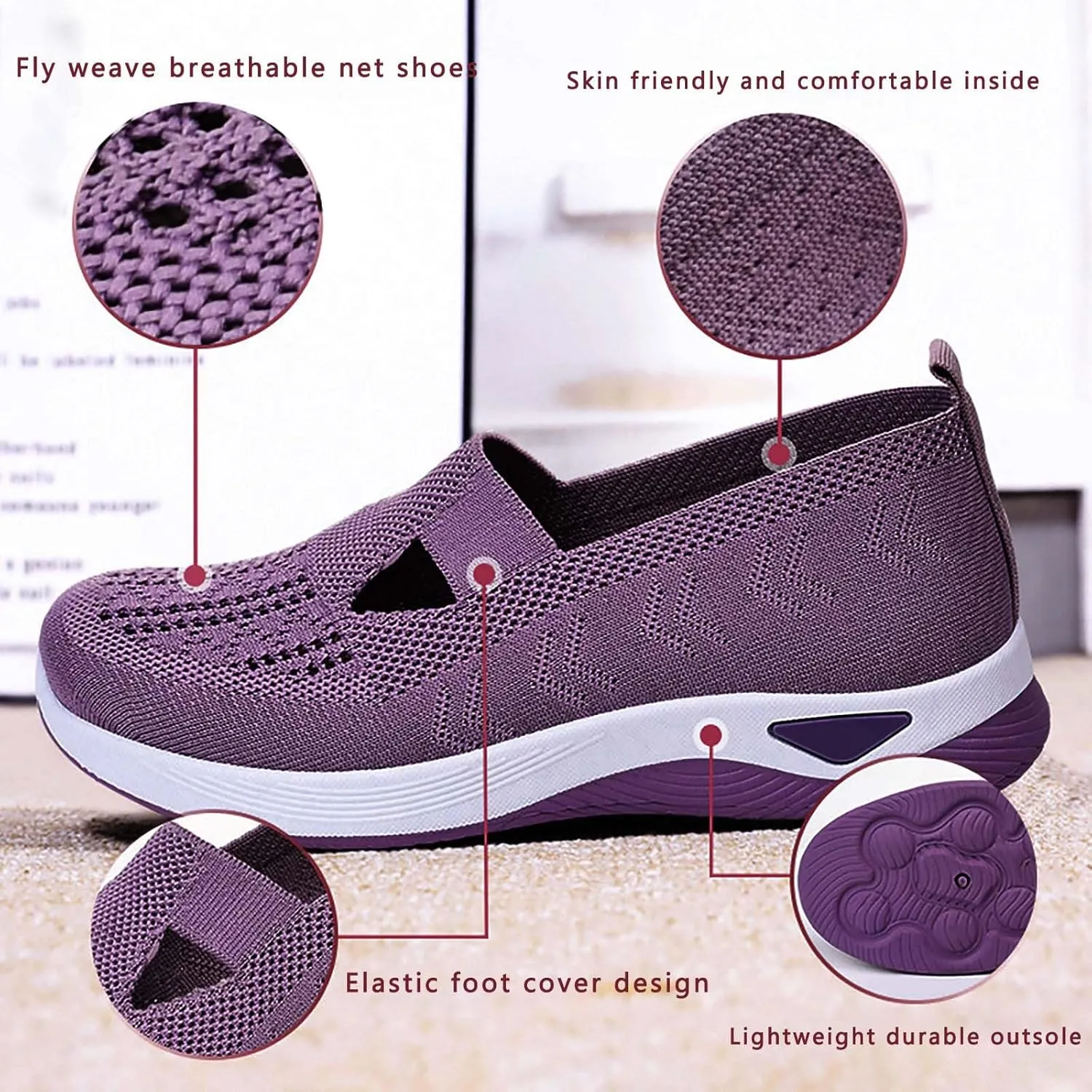 Women's Slip on Sneakers Shoes Woven Orthopedic Walking Shoes Women Lether Women Shoes Casual White Platform Sneakers Brown Tennis Shoe Cross Trainer Shoe