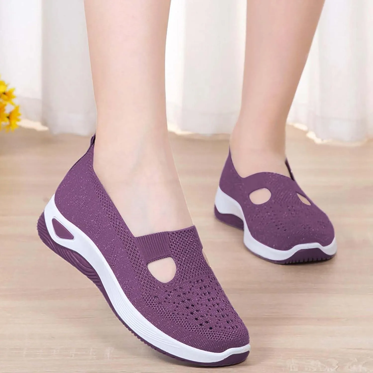 Women's Slip on Sneakers Shoes Woven Orthopedic Walking Shoes Women Lether Women Shoes Casual White Platform Sneakers Brown Tennis Shoe Cross Trainer Shoe