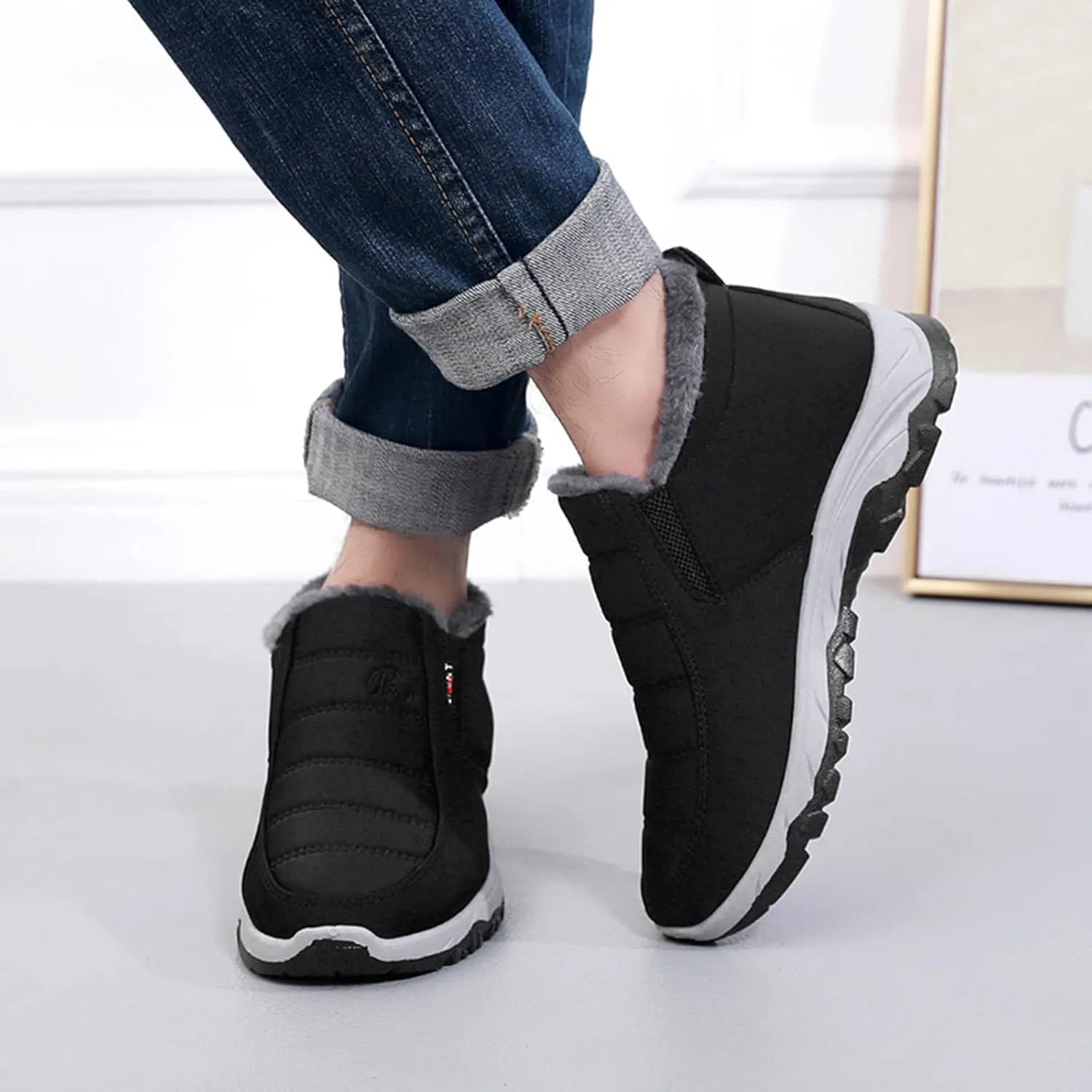 Women's Snow Boots with Heels Snow Shoe Boots for Ladies Winter Snow Zip Up Boots for Women Fur Lined Women's Slip On Boot Winter Orthopedic Shoes for Women Mens Snow Booties