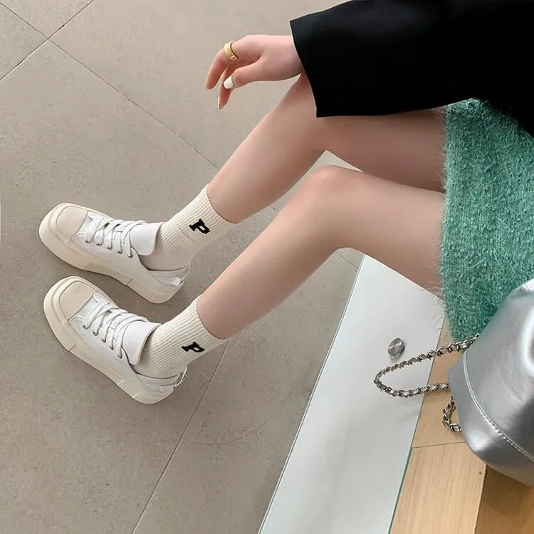 Women's Square Toe Thick Bottom Canvas Shoes Summer Casual Sports Slip On Shoes Platform Casual Sneakers