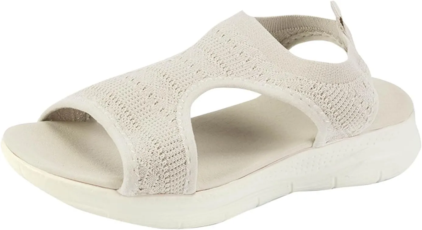 Women's Walking Sandals Soft Low Wedge Comfort Flat Sandal 2025 Casual Open Toe Slip On Strappy Lightweight Summer Shoes