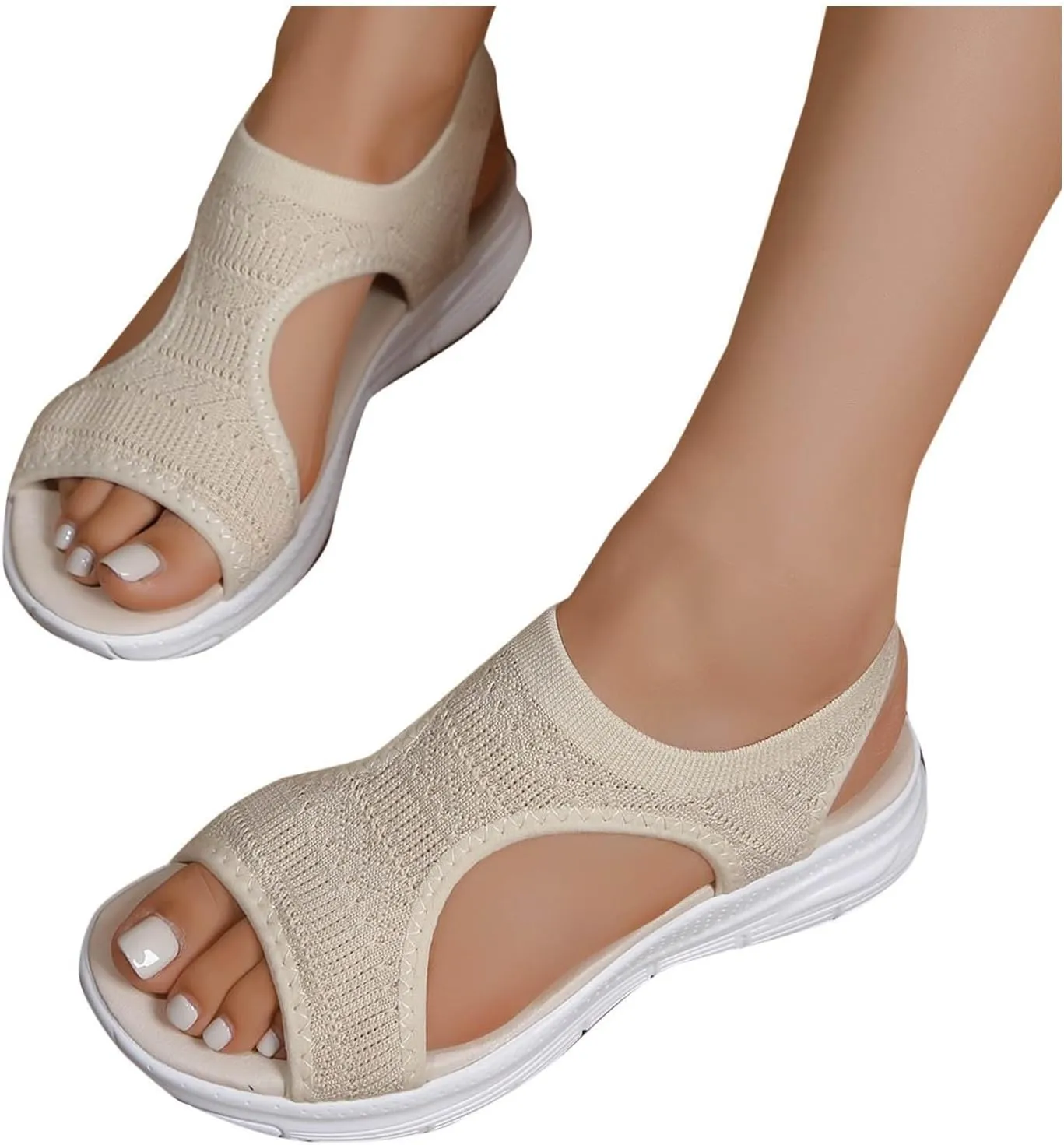 Women's Walking Sandals Soft Low Wedge Comfort Flat Sandal 2025 Casual Open Toe Slip On Strappy Lightweight Summer Shoes