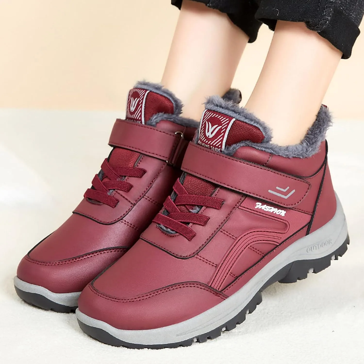 Womens Winter Boots Wide Width Short Boots Ladies Winter Women Snow Boots Winter Shoes with Hook Loop Womens Slip On Boot Waterproof House Shoes for Women Mens Booties Winter