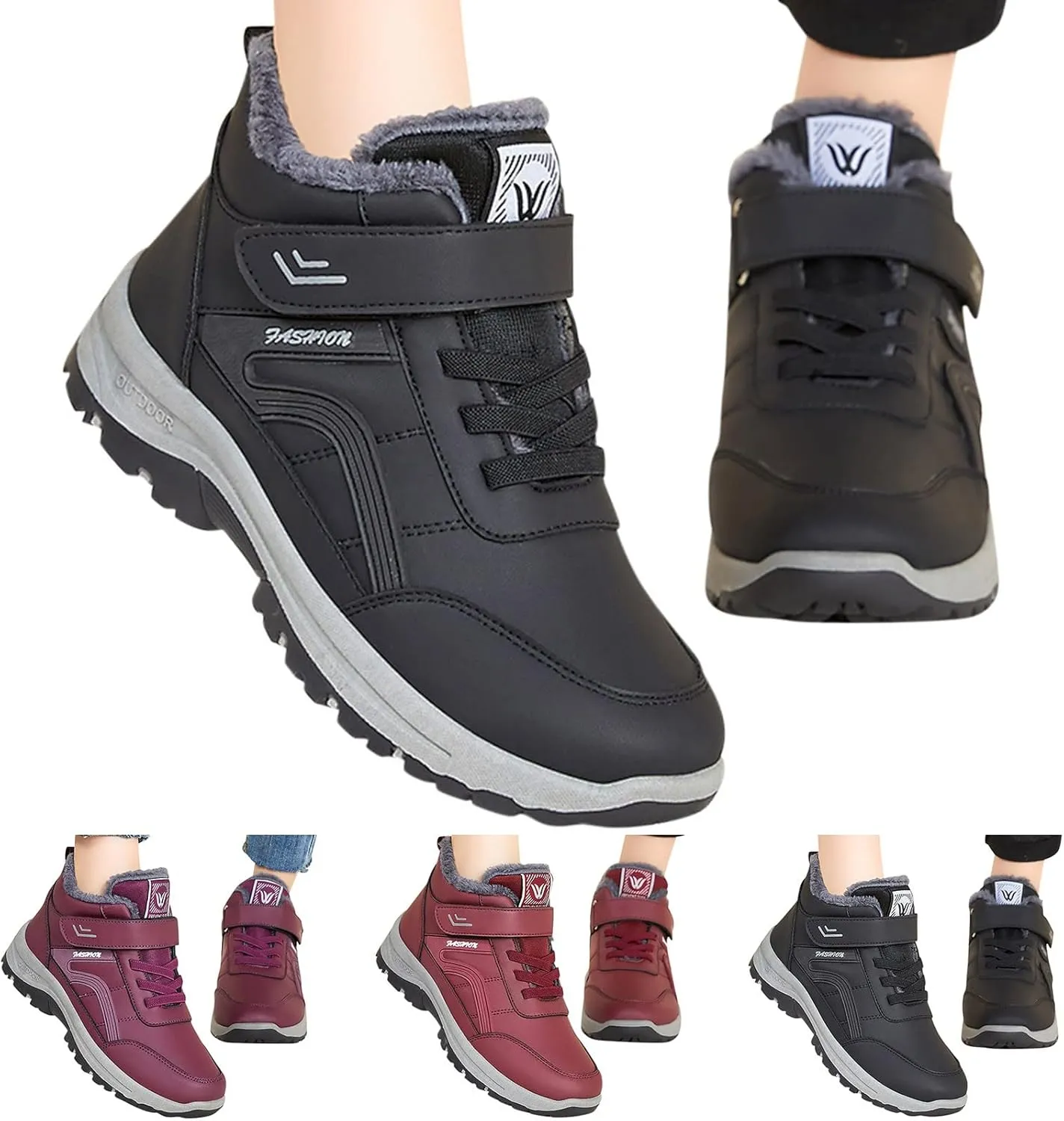 Womens Winter Boots Wide Width Short Boots Ladies Winter Women Snow Boots Winter Shoes with Hook Loop Womens Slip On Boot Waterproof House Shoes for Women Mens Booties Winter
