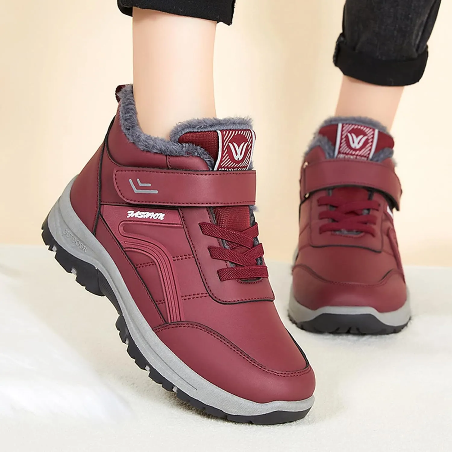 Womens Winter Boots Wide Width Short Boots Ladies Winter Women Snow Boots Winter Shoes with Hook Loop Womens Slip On Boot Waterproof House Shoes for Women Mens Booties Winter