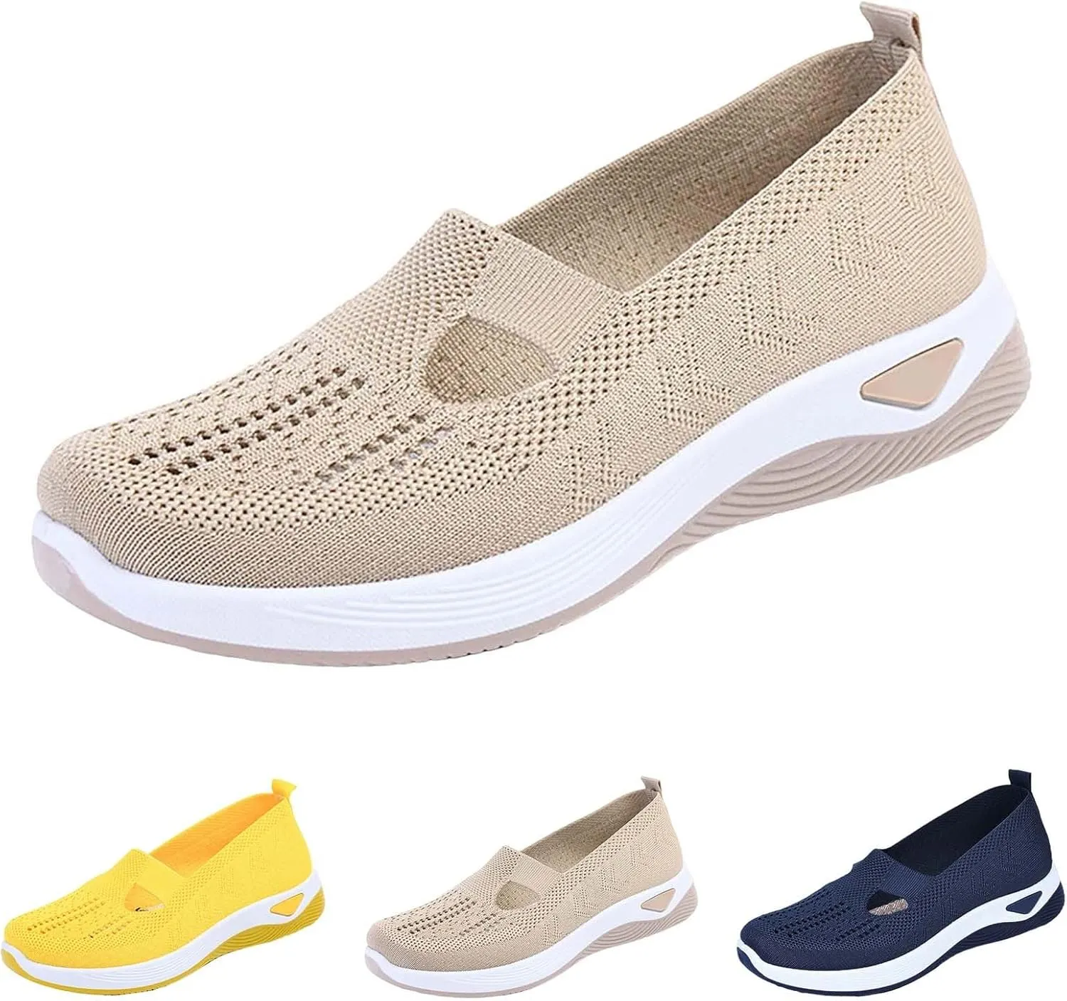 Women's Woven Orthopedic Breathable Soft Shoes Running Shoes for Women Comfortable Business Casual Shoes Chunky Sneakers Steel Toe Tennis Shoe Loafers Casual Slip On