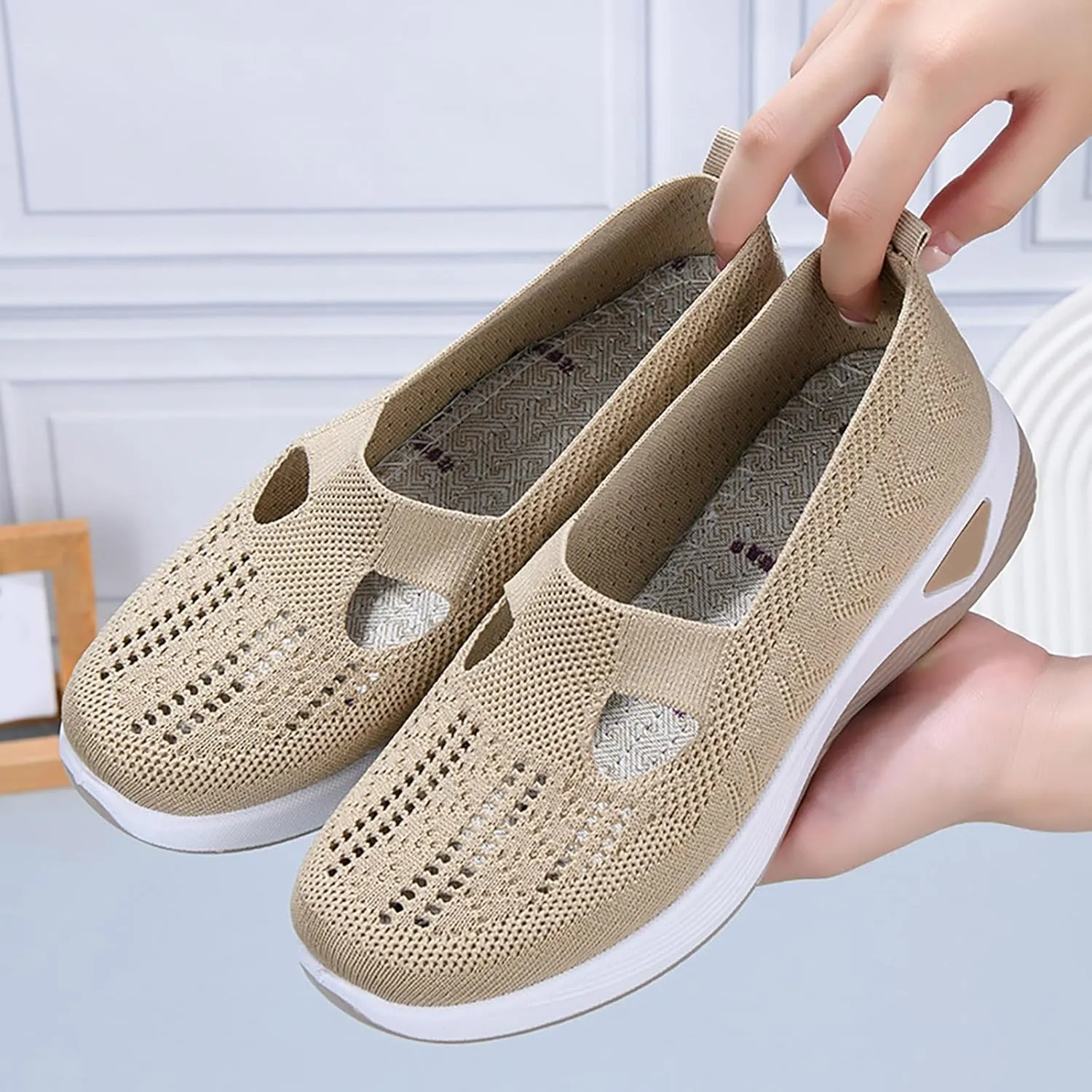 Women's Woven Orthopedic Breathable Soft Shoes Running Shoes for Women Comfortable Business Casual Shoes Chunky Sneakers Steel Toe Tennis Shoe Loafers Casual Slip On