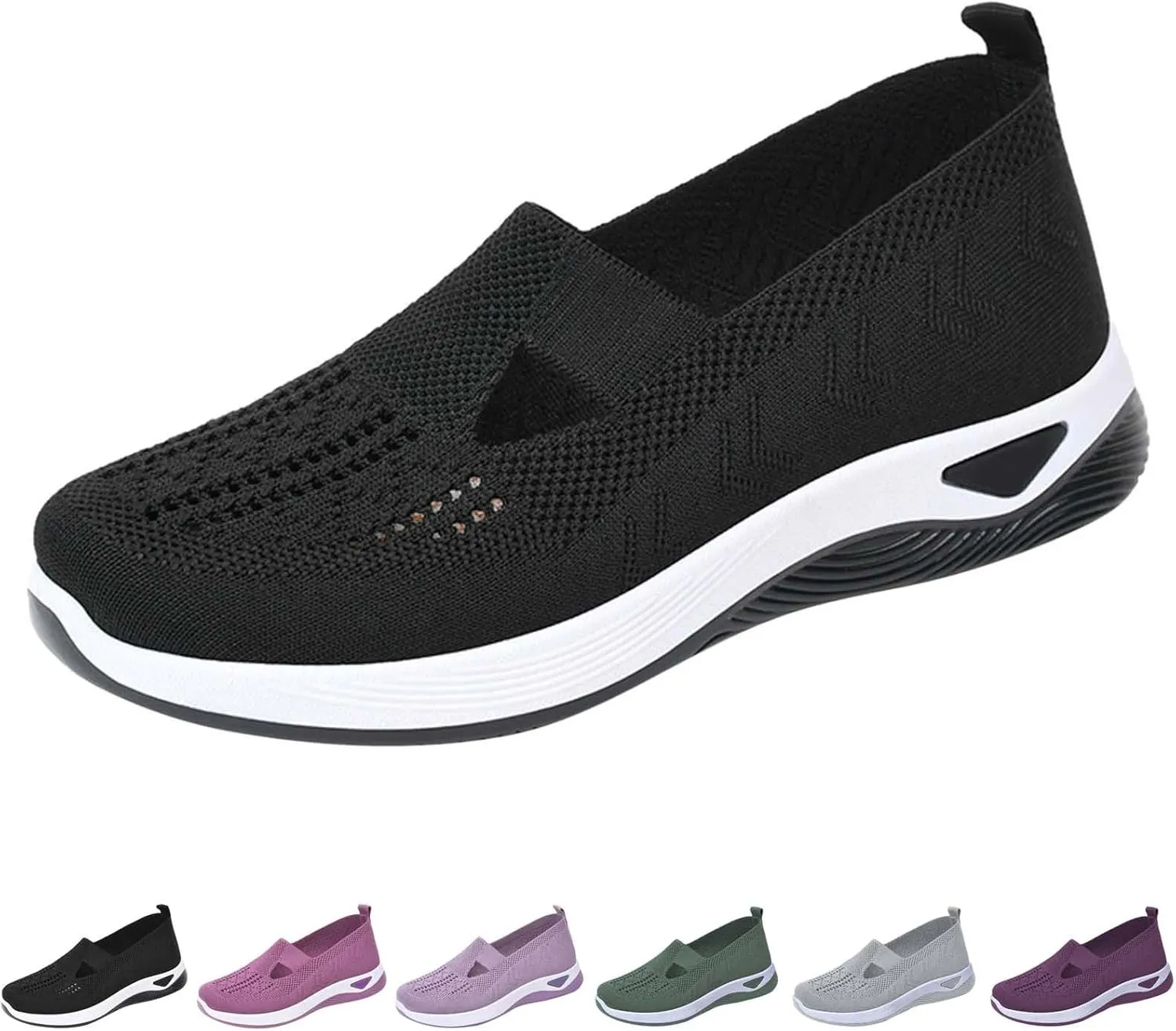 Women's Woven Orthopedic Breathable Soft Shoes Slip On Shoes Women Wide Business Casual Shoes Walking Sneakers Red Tennis Shoe Loafers Casual Slip On