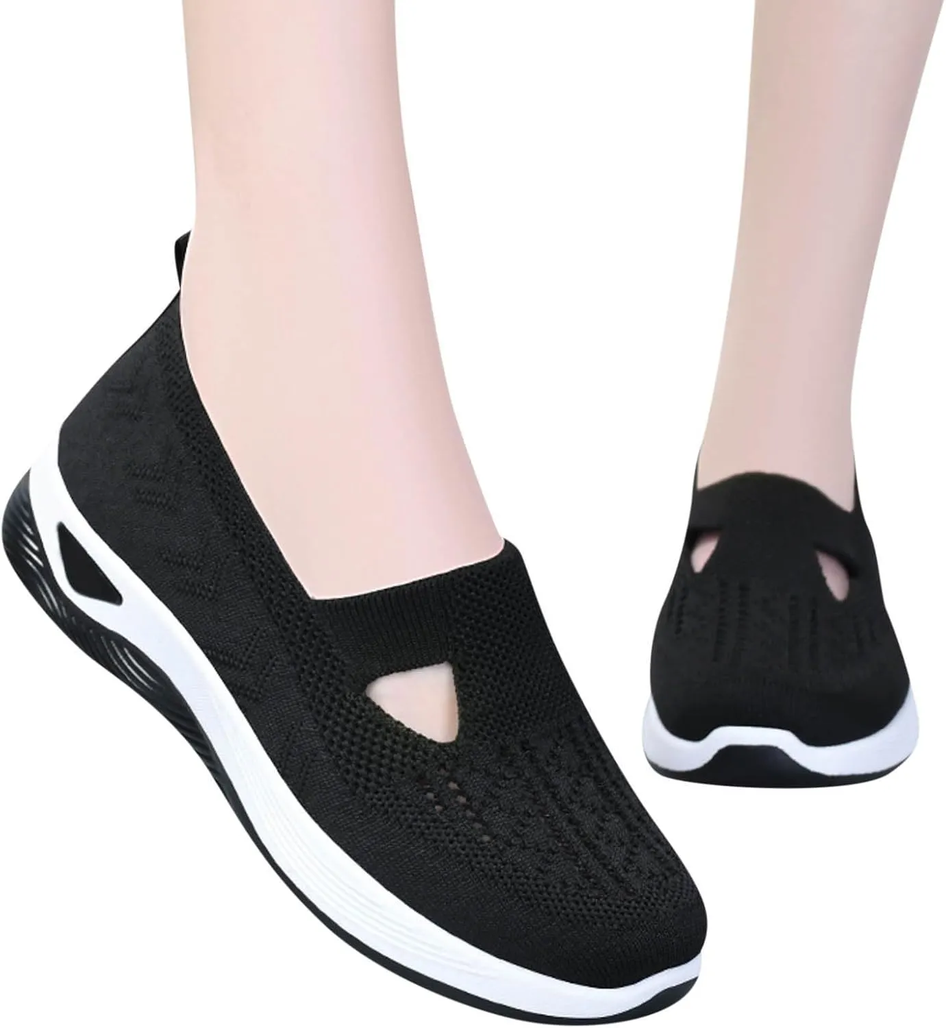 Women's Woven Orthopedic Breathable Soft Shoes Slip On Shoes Women Wide Business Casual Shoes Walking Sneakers Red Tennis Shoe Loafers Casual Slip On