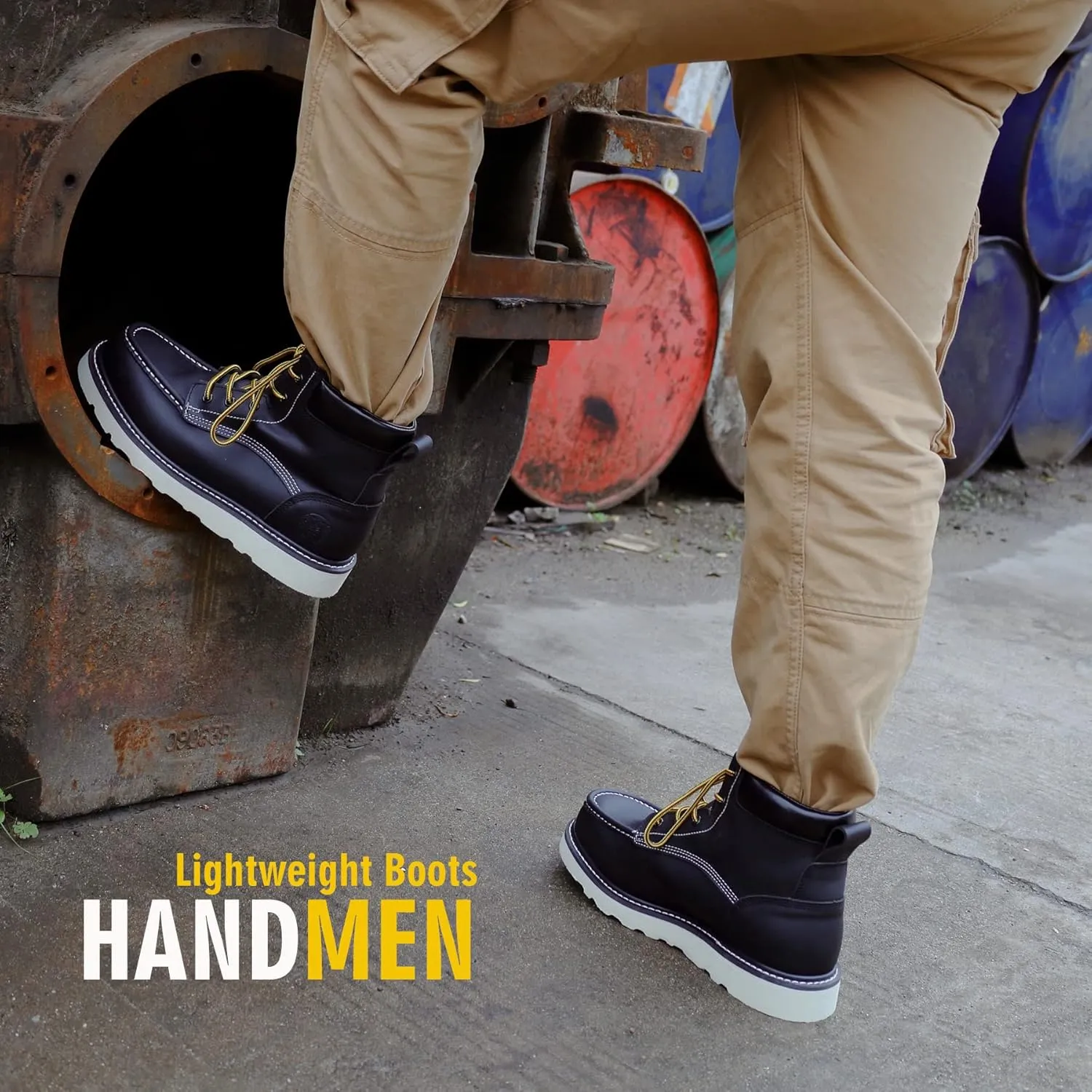 Work Boots for Men, 6" EH Lightweight Soft Toe Mens Work Boots, Non-Slip Anti-Fatigue Working Shoes with Durable Rubber EVA Outsole