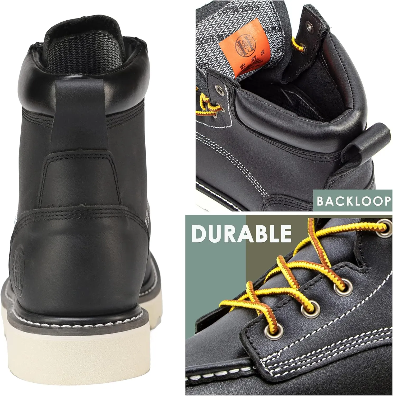 Work Boots for Men, 6" EH Lightweight Soft Toe Mens Work Boots, Non-Slip Anti-Fatigue Working Shoes with Durable Rubber EVA Outsole