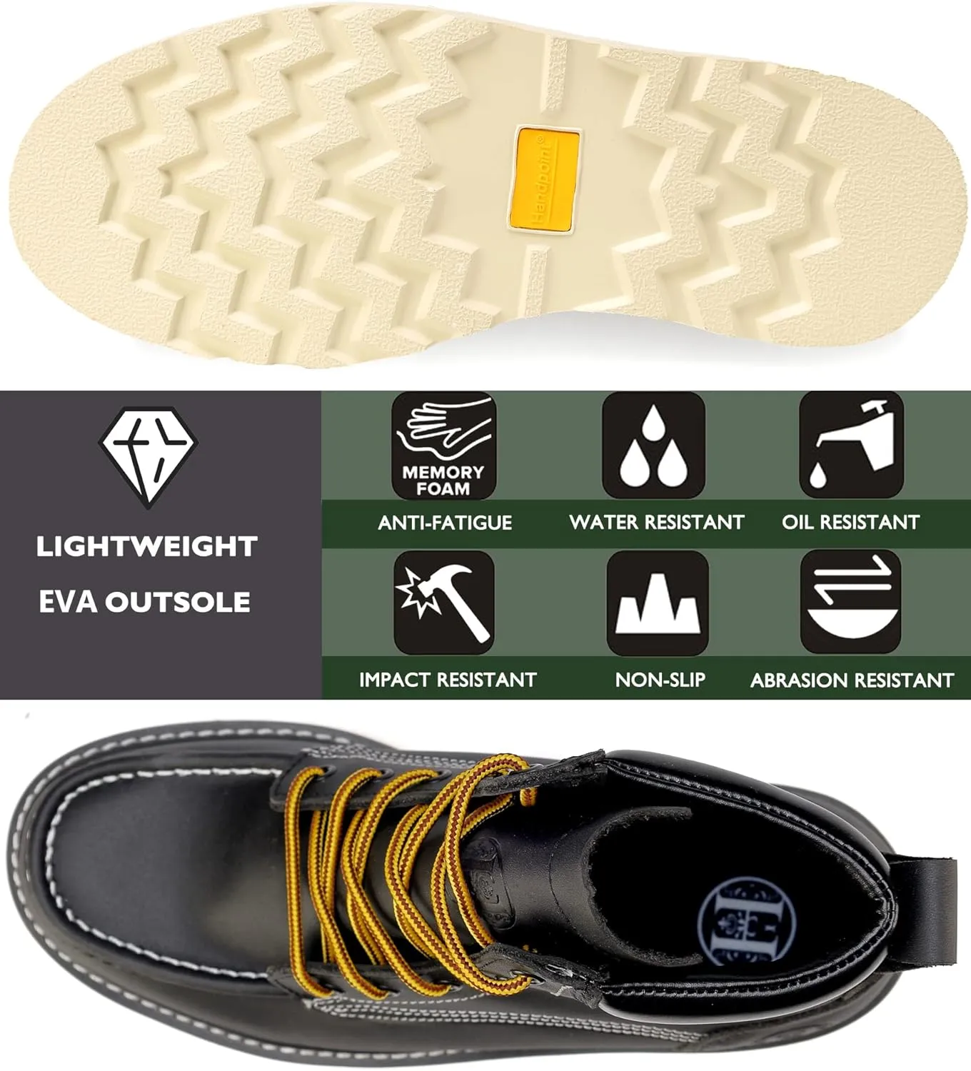 Work Boots for Men, 6" EH Lightweight Soft Toe Mens Work Boots, Non-Slip Anti-Fatigue Working Shoes with Durable Rubber EVA Outsole