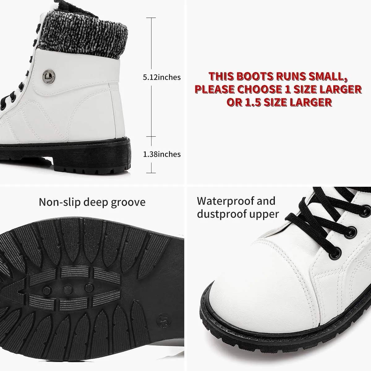 yageyan Womens Winter Snow Boots Warm Fur Lined Winter Water-resistan Ankle Booties Zipper Anti-Slip Combat Boots