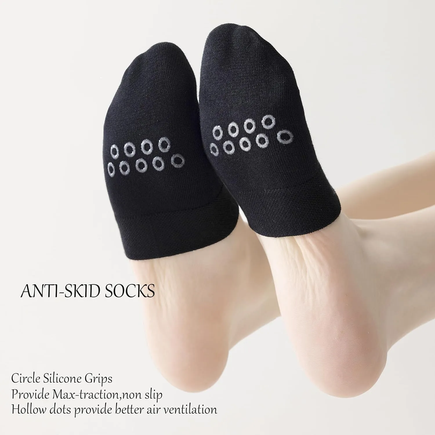 YFUNNLE 8 Pairs Toe Topper Socks for Women,No Show Liner Half Mule Socks with Grip Non Slip