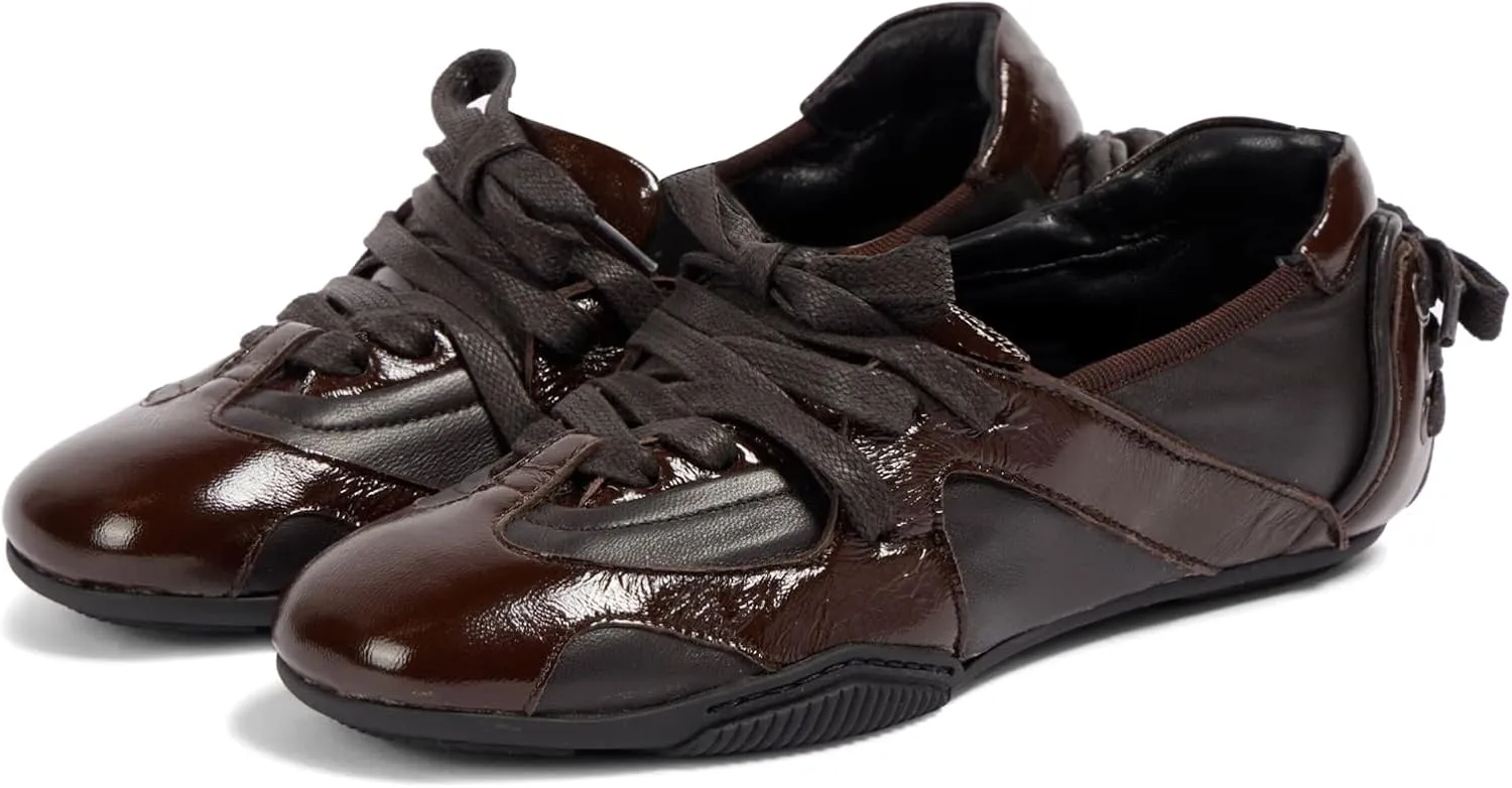 Yishaweiqi Metallic Sneakers for Women Lace up Round Toe Canvas Shoes Ballet Flats Comfortable Tennis Shoes Dress Ballerinas