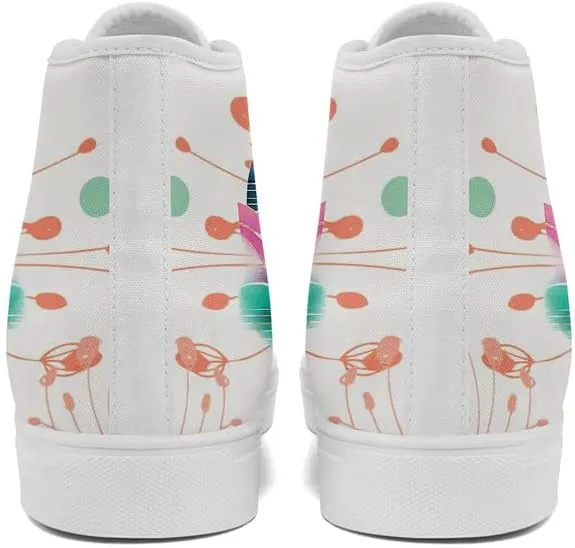 Yoga Printed High-Top Canvas Shoes for Women Unisex Fashion Lace Up Sneakers Casual Walking Tennis Trainer for Girls