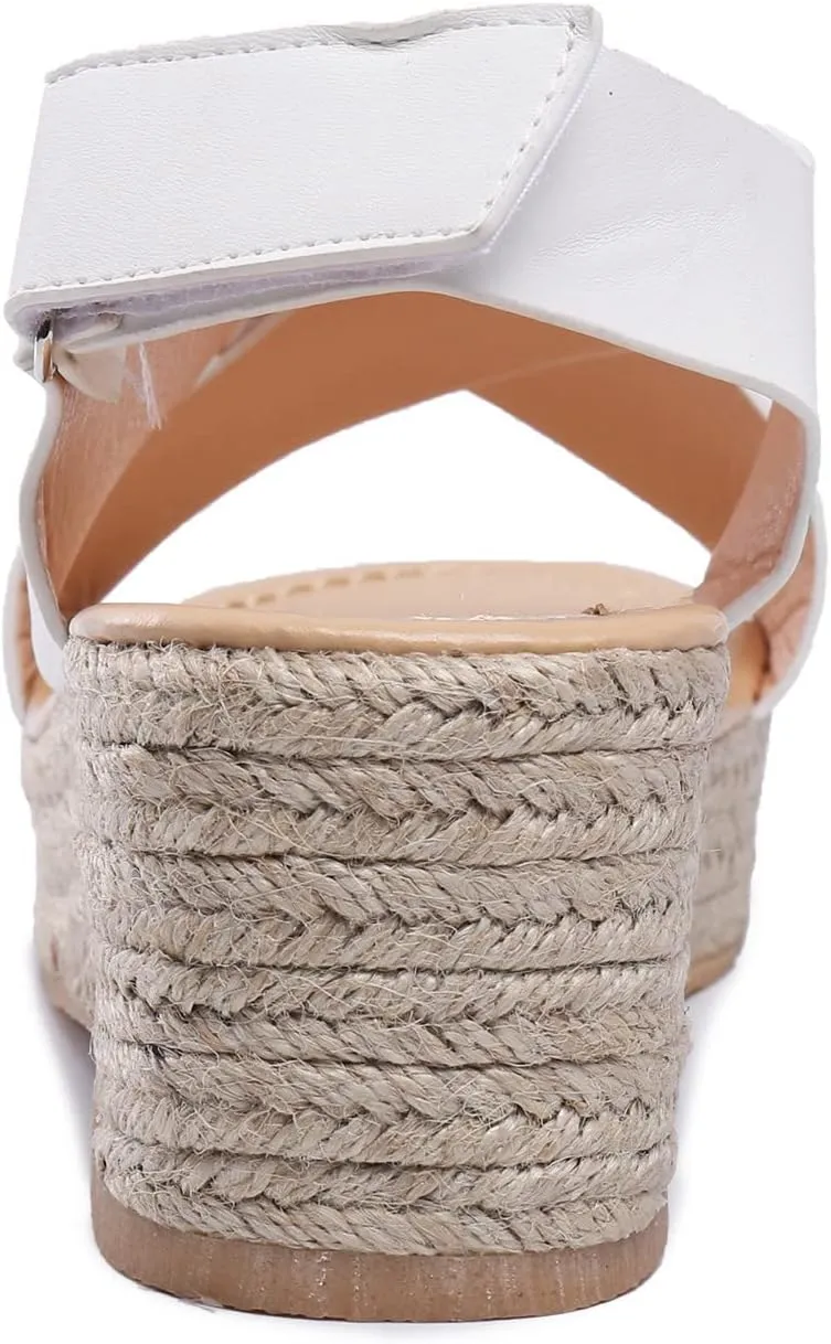 ZHOUYF Wedge Sandals for Women Summer Casual Espadrilles Open Toe Platform Sandals Fashion Slingback Criss Cross Beach Sandals