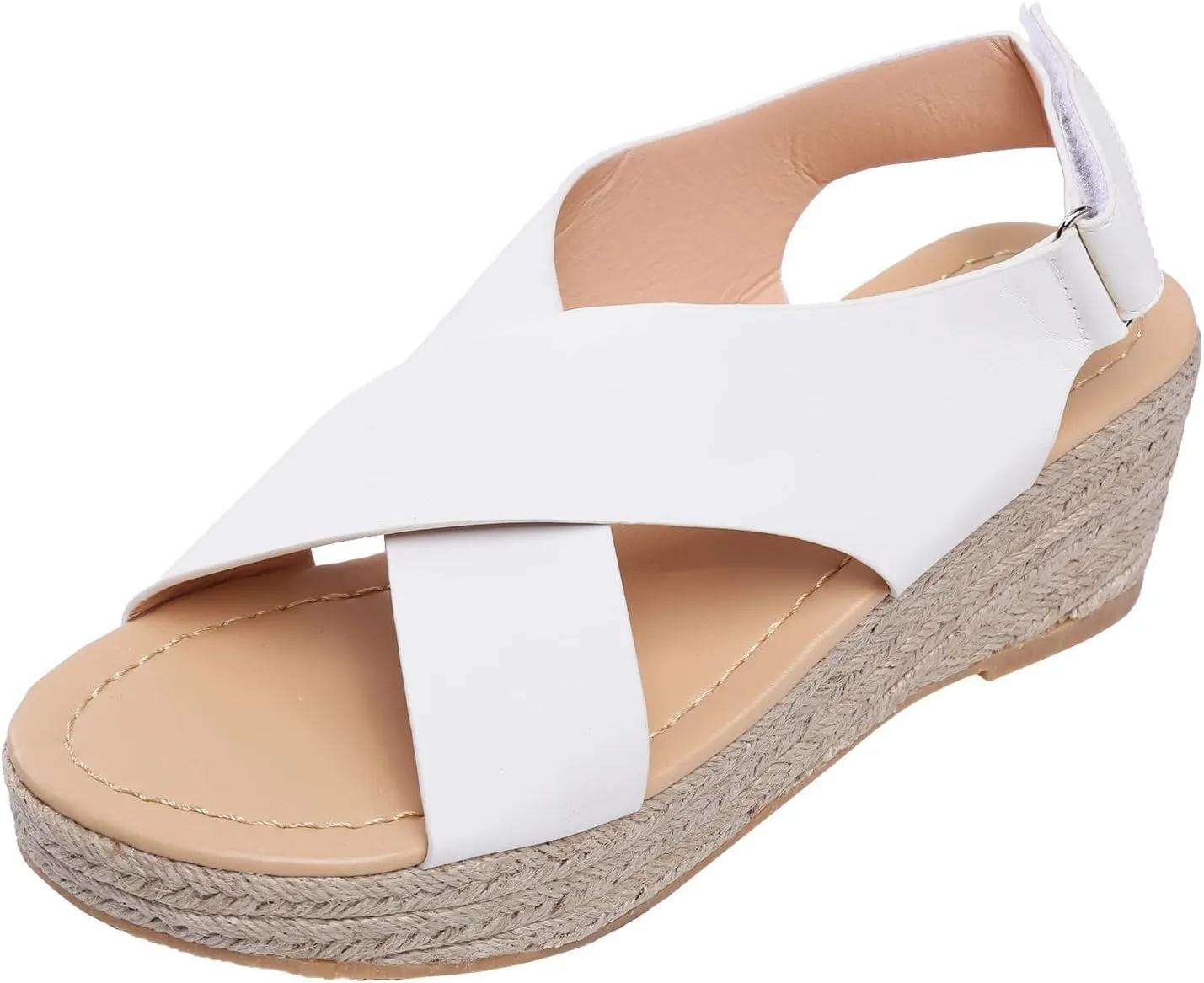 ZHOUYF Wedge Sandals for Women Summer Casual Espadrilles Open Toe Platform Sandals Fashion Slingback Criss Cross Beach Sandals